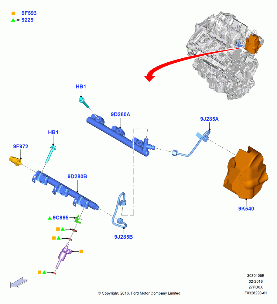 05B - Fuel Injectors and Pipes, 2.7L DOHC 4V DI GT V6 GAS/FFV; 30/MAY/2016-05/AUG/2019