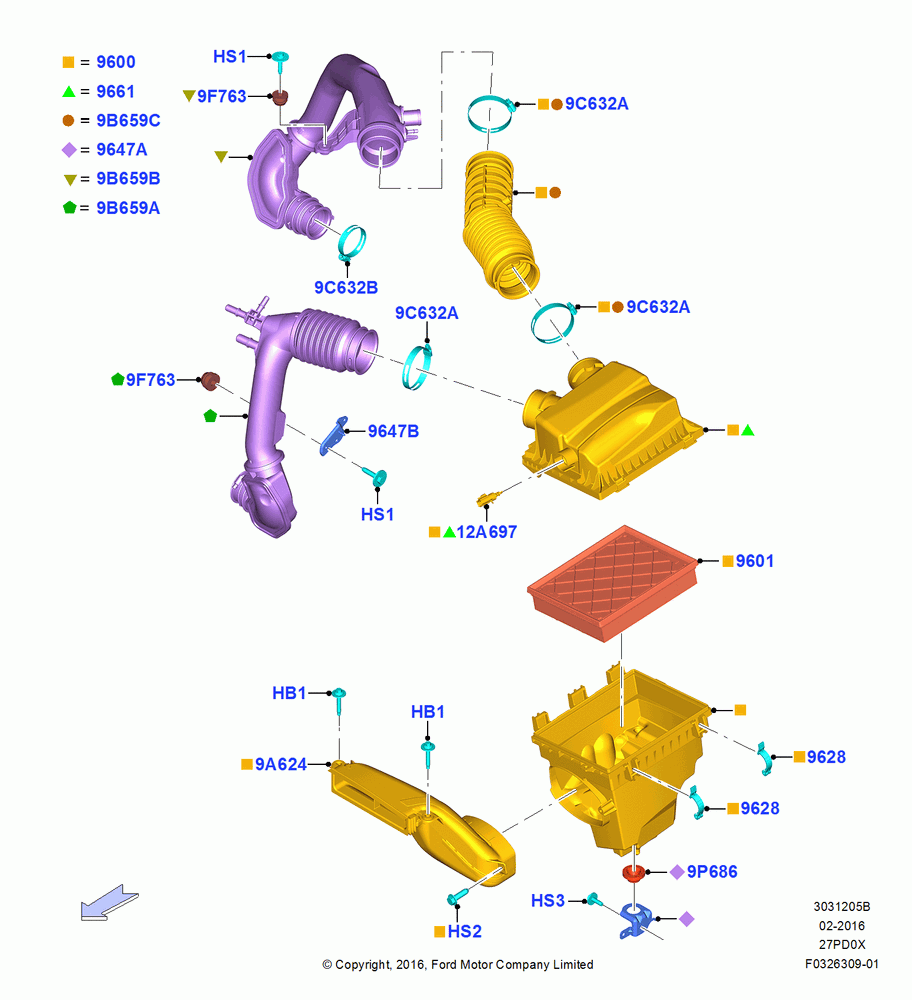 05B - Air Cleaner, 2.7L DOHC 4V DI GT V6 GAS/FFV; 30/MAY/2016-05/AUG/2019