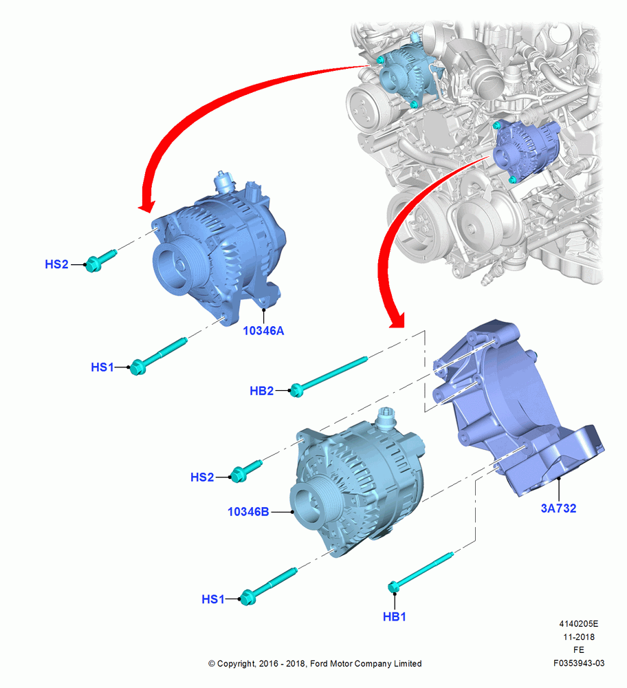05E - Alternator and Mountings, 6.7L 4V V8 T/C Diesel, Dual Heavy Duty Alternators, Dual Extra Hvy Duty Alternator; 11/JUL/2016