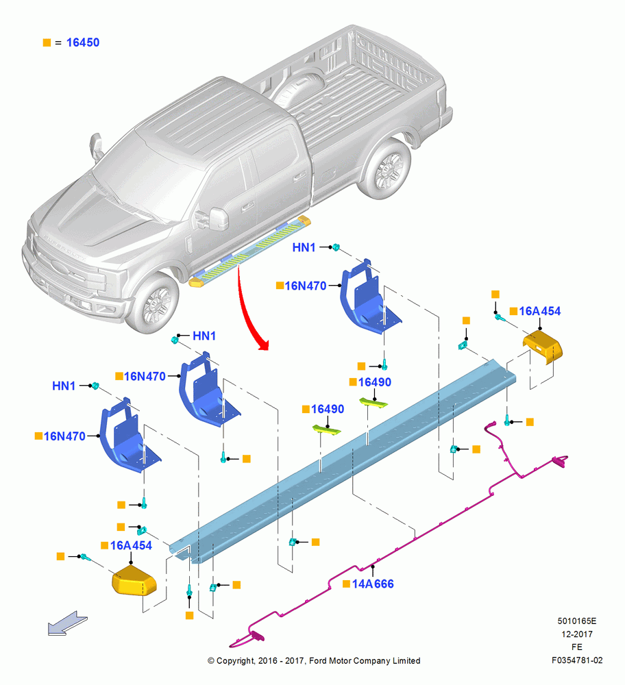 65E - Running Boards/Side Steps, Running Boards Illum Color/ Kd; 11/JUL/2016