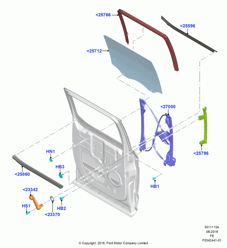 15A - Rear Door Glass and Window Controls, Crew Cab; 11/JUL/2016