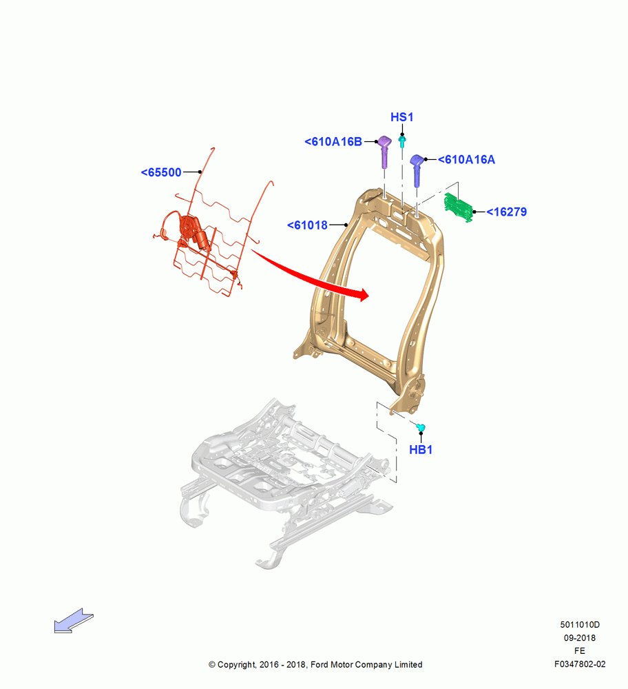 10D - Front Seat Back, With Driver 10 Way Pwr Seat Adjust; 11/JUL/2016