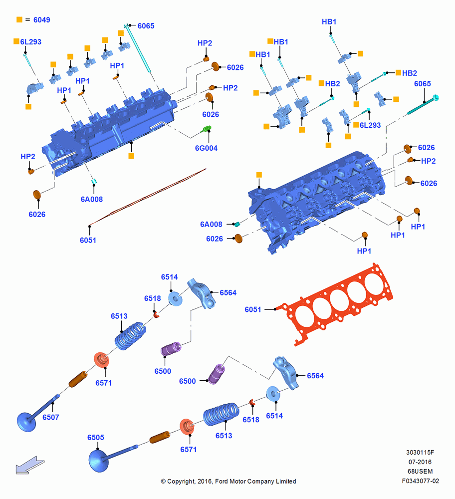 15F - Cylinder Head, 6.8L Gas EFI V10; 11/JUL/2016