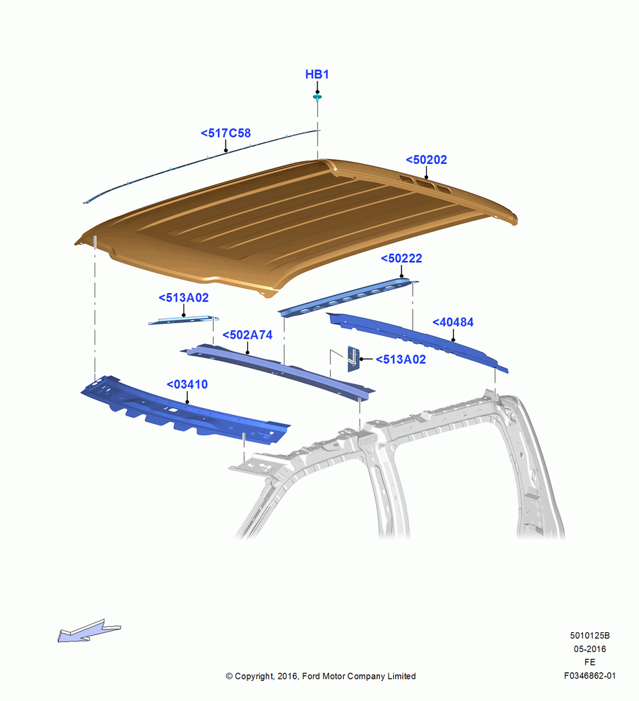 25B - Roof - Sheet Metal, Crew Cab; 11/JUL/2016