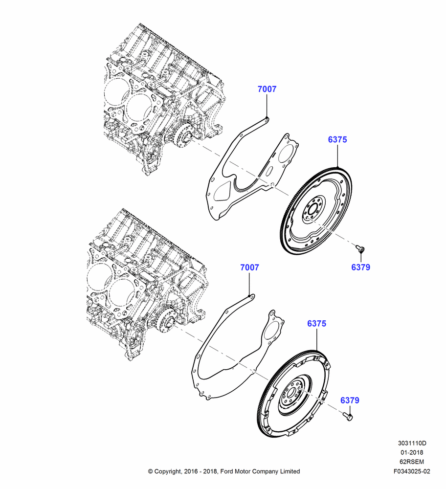 10D - Flywheel, 6.2L 16V OHC NA V8 Gas; 11/JUL/2016-04/NOV/2019