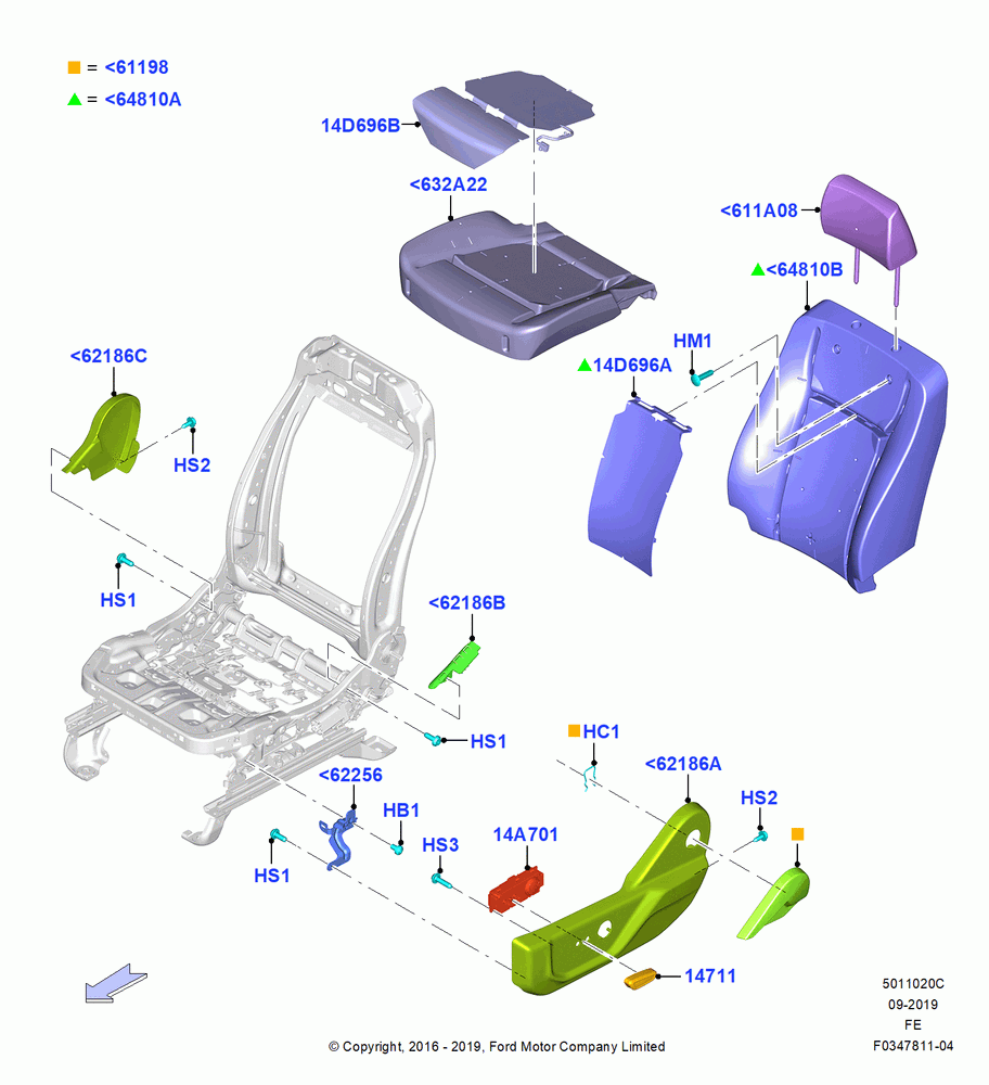 20C - Front Seat Pads/Valances & Heating, With Driver 8 Way Pwr.Seat Adjuster; 11/JUL/2016