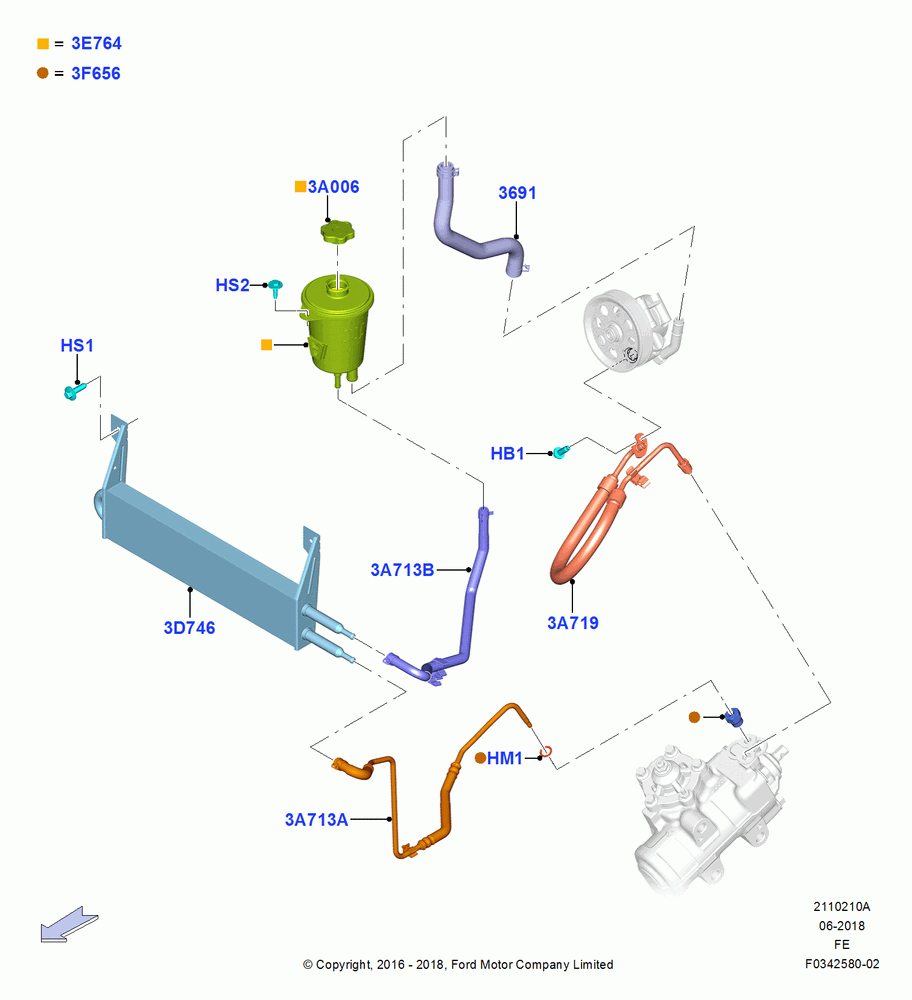 10A - Supply & Return Hoses - Power Strg, 6.2L 16V OHC NA V8 Gas, Ford 250 Series, Ford 350 Series, Power 4-Wheel Disc Vacuum Boost; 11/JUL/2016-27/SEP/2017