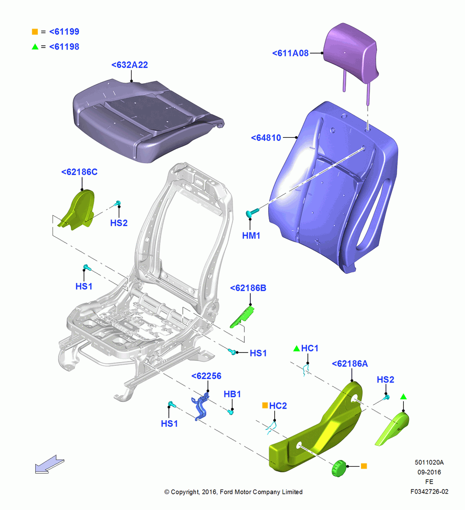 20A - Front Seat Pads/Valances & Heating, With Driver 2 Way Mnl.Seat Adjuster; 11/JUL/2016
