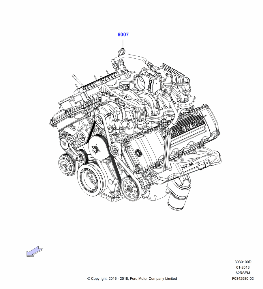 00D - Engine Assy Fully Dressed, 6.2L 16V OHC NA V8 Gas; 11/JUL/2016-04/NOV/2019