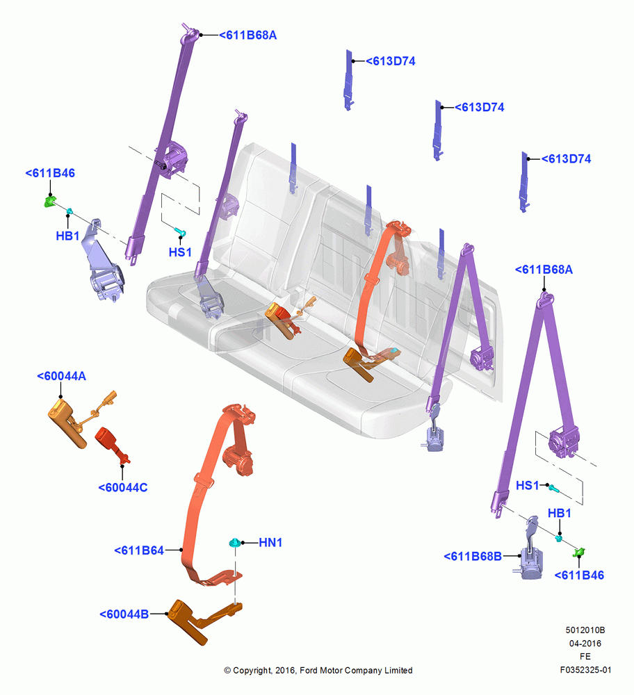 10B - Rear Seat Belts, Crew Cab, Rear Seat Belts-2nd Row Inflatable; 11/JUL/2016