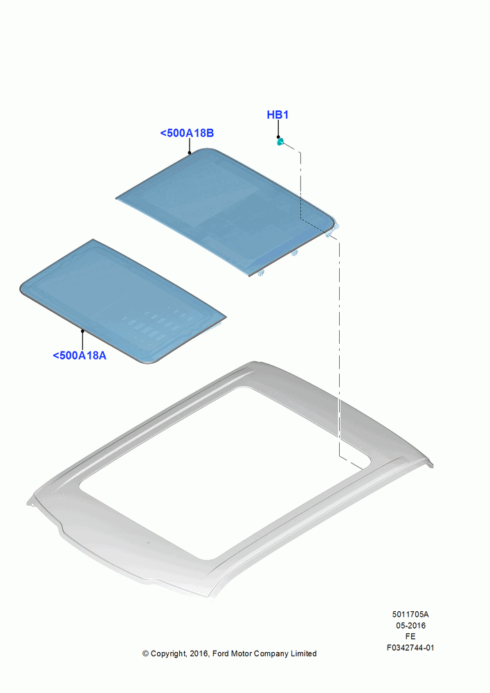 05A - Sliding Roof Panel, VISTA FRT PWR TILT/SLD/FIXD RR; 11/JUL/2016
