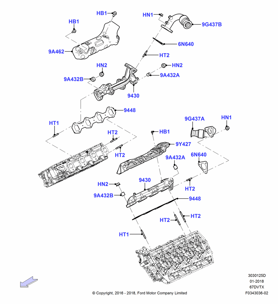 25D - Exhaust Manifold, 6.7L 4V V8 T/C Diesel; 11/JUL/2016-04/NOV/2019