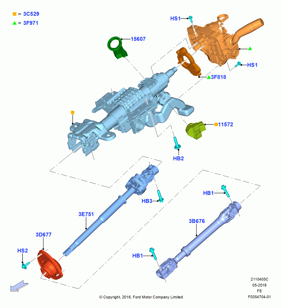 05C - Steering Column, With Man Rake/Floor Shift Strg Col; 11/JUL/2016