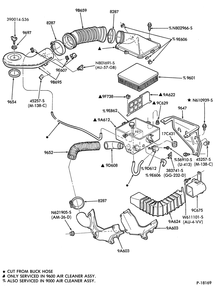 96 - 4 CYL. 2.3L (140 C.I.D.) HSC-Air cleaner