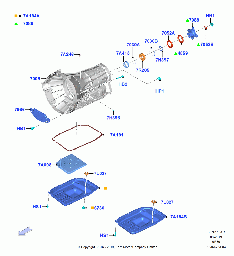 10AR - Transmission External Components, 6 Speed Auto Trans (6R100), LHD RWD; 11/JUL/2016