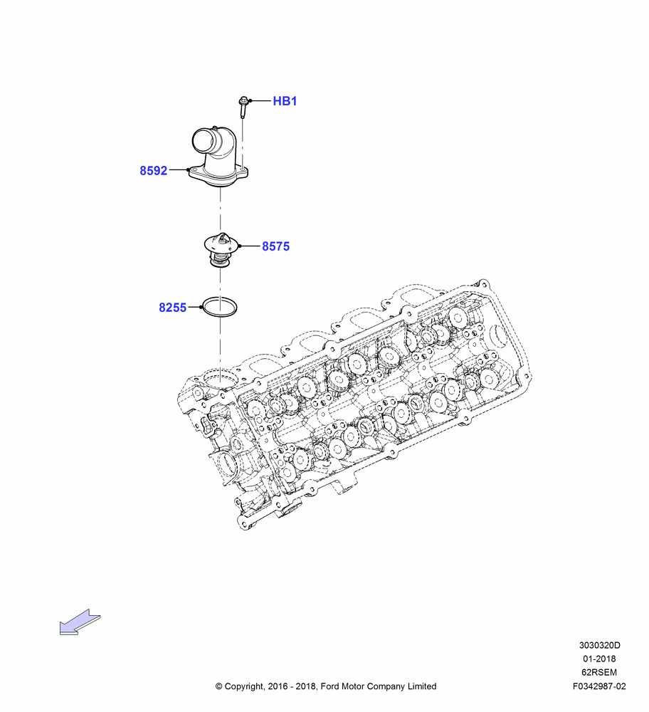 Thermostat/Housing & Related Parts, 6.2L 16V OHC NA V8 Gas