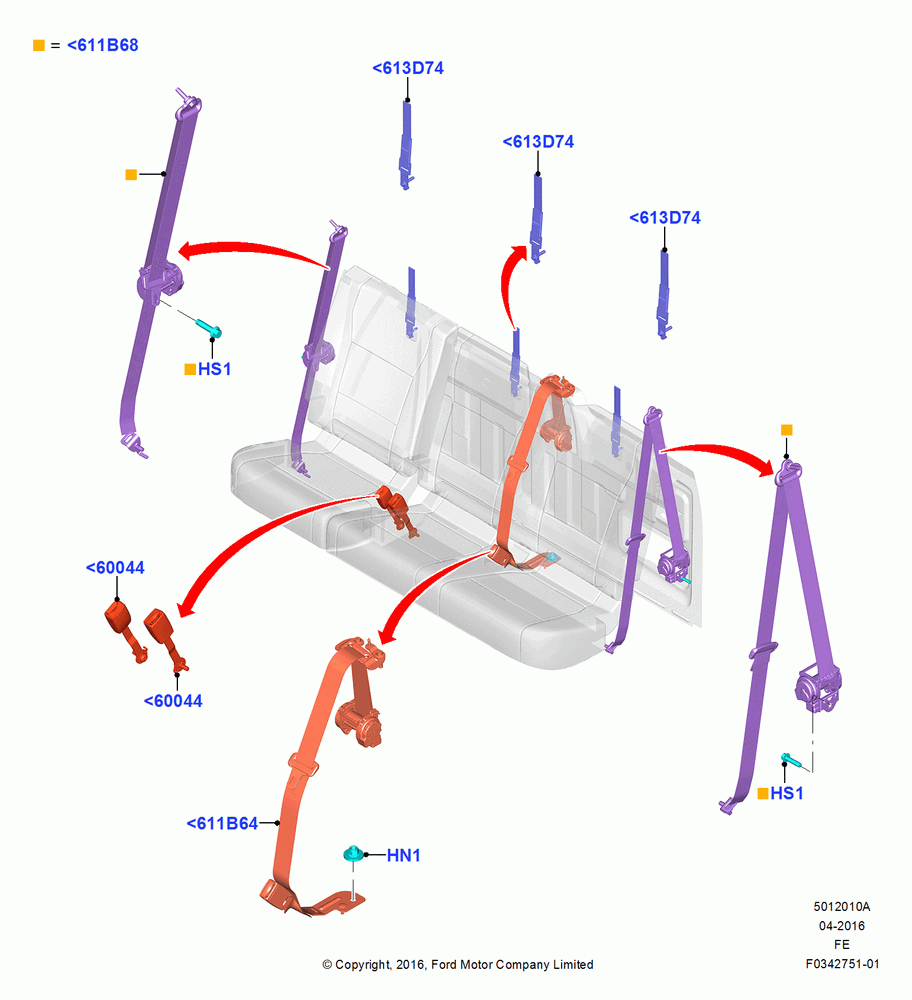 10A - Rear Seat Belts, Super Cab; 11/JUL/2016