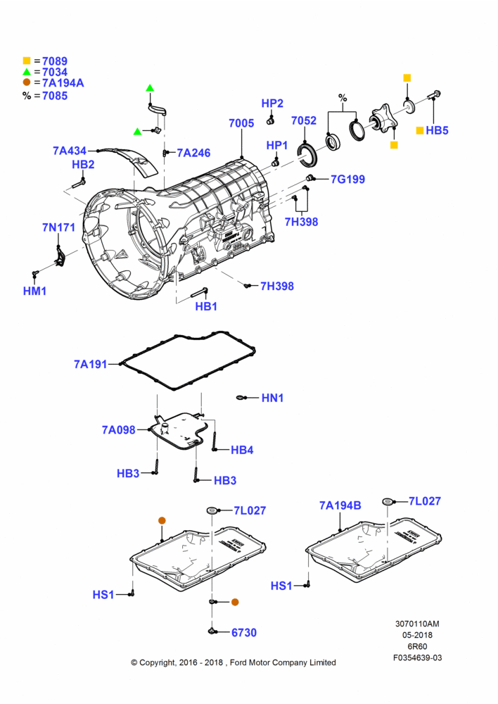 10AM - Transmission External Components, Less Transmission Power Take Off, 6 Speed Auto Trans (6R140), Fixed Flange; 11/JUL/2016