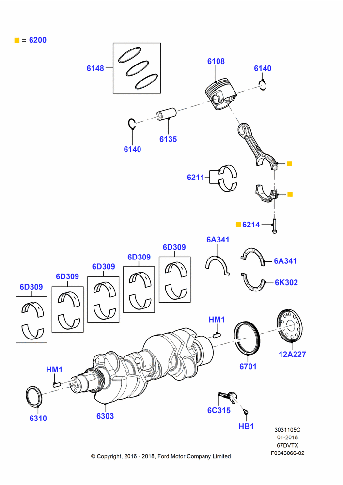 05C - Crankshaft/Pistons and Bearings, 6.7L 4V V8 T/C Diesel; 11/JUL/2016-04/NOV/2019