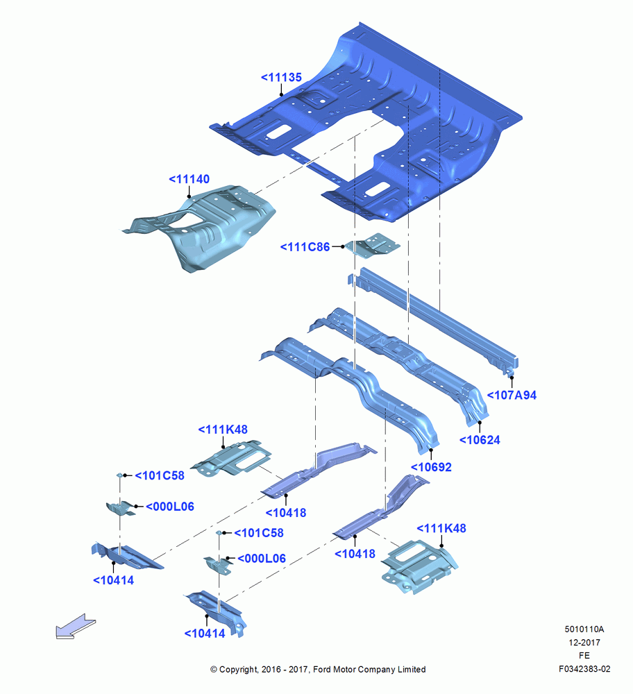 10A - Floor Pan - Front, Regular Cab; 11/JUL/2016