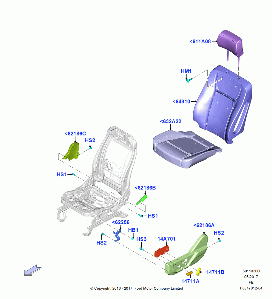 20D - Front Seat Pads/Valances & Heating, Less Temp Control Driver Seat, With Driver 10 Way Pwr Seat Adjust; 11/JUL/2016