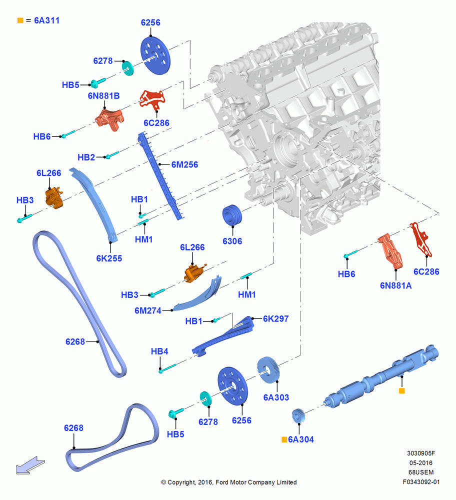 Timing Gear, 6.8L Gas EFI V10
