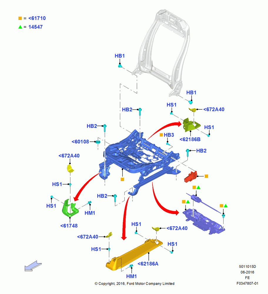 15D - Front Seat Base, With Driver 10 Way Pwr Seat Adjust; 11/JUL/2016