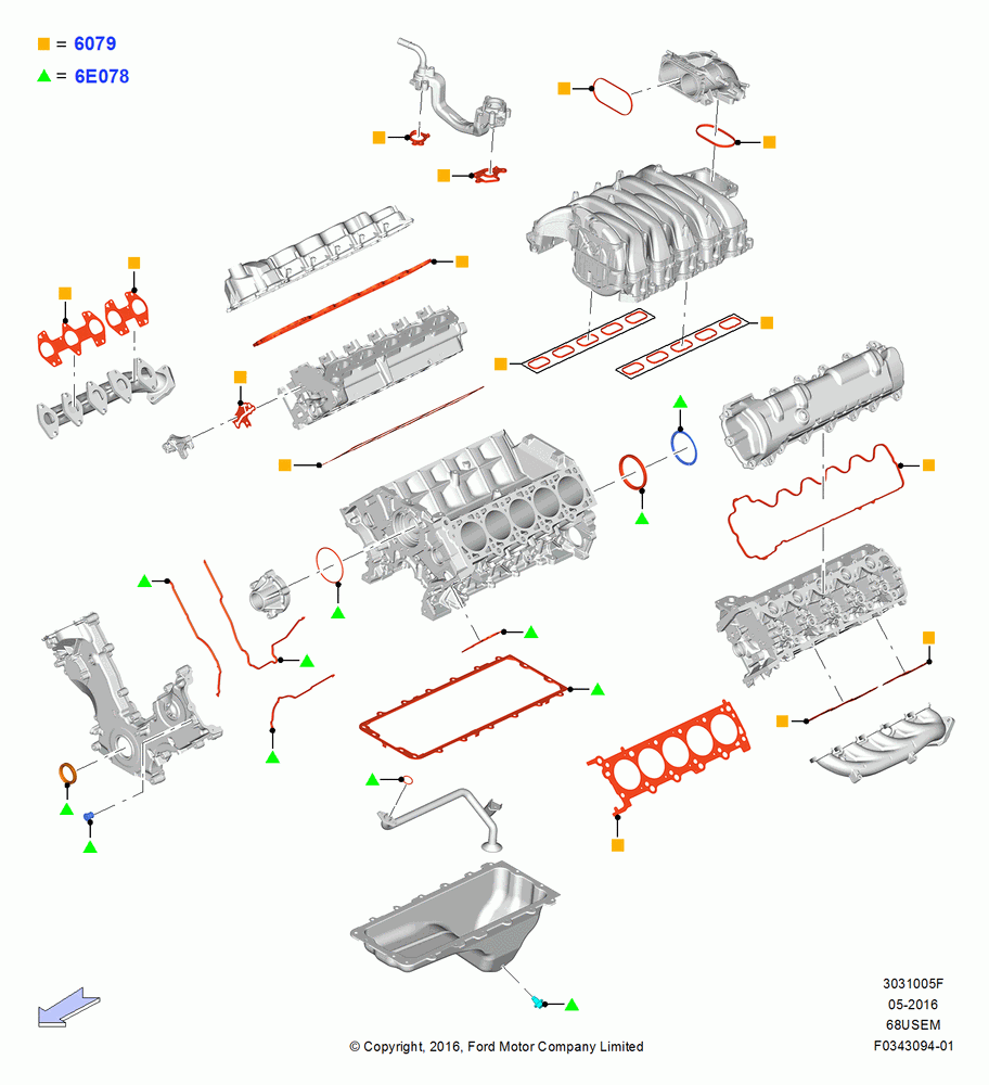 05F - Engine Gasket Kits, 6.8L Gas EFI V10; 11/JUL/2016
