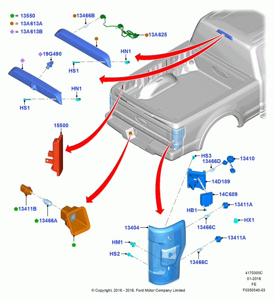 Rear Lamps, All Second Unit Body, Blind SPT Monitoring W/Trailerng