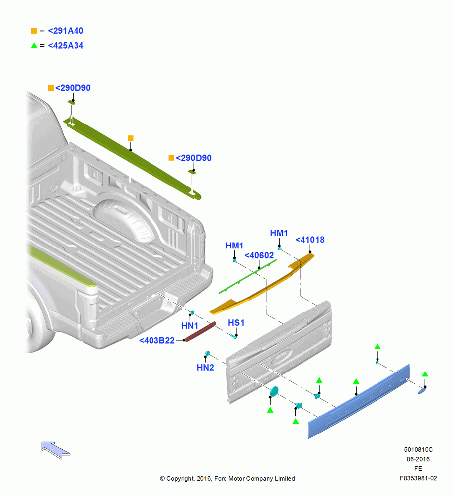 10C - Body Mouldings, With 6 3/4' Styleside Steel Box, With 8' Styleside Box-Steel; 11/JUL/2016