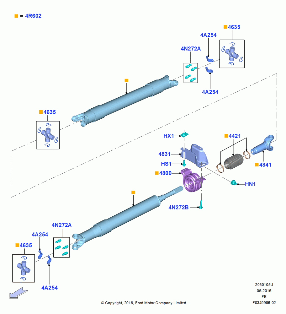 05U - Drive Shaft - Rear Axle Drive, With Double Rear Wheels, 168"/4267MM Wheelbase, 179" Wheelbase, 2 Piece Driveshaft; 11/JUL/2016