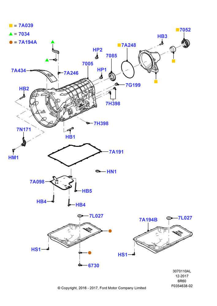 10AL - Transmission External Components, Less Transmission Power Take Off, 6 Speed Auto Trans (6R140), Slip Yoke; 11/JUL/2016