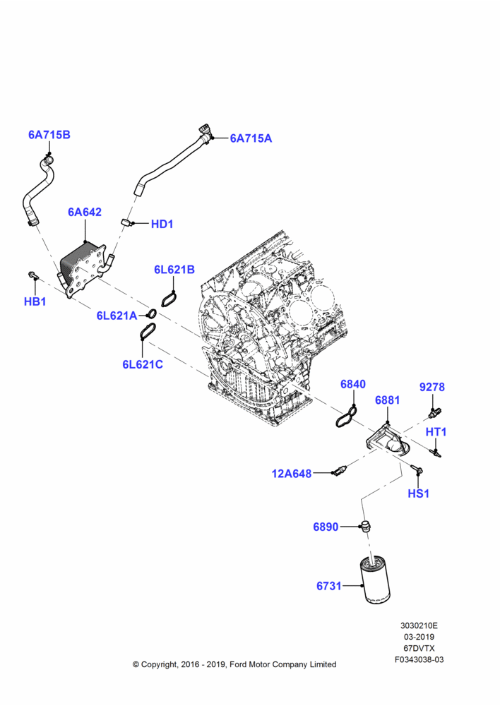 10E - Oil Cooler and Filter, 6.7L 4V V8 T/C Diesel; 11/JUL/2016-04/NOV/2019