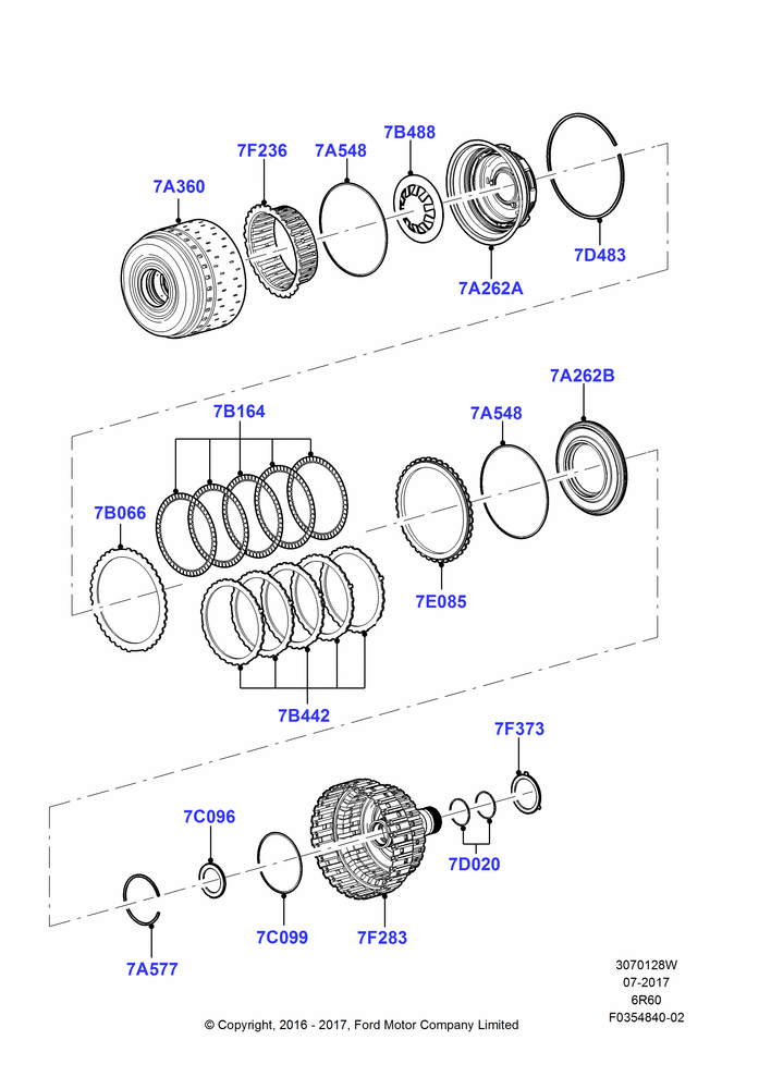 28W - Direct Clutch and Components, 6 Speed Auto Trans (6R100); 11/JUL/2016