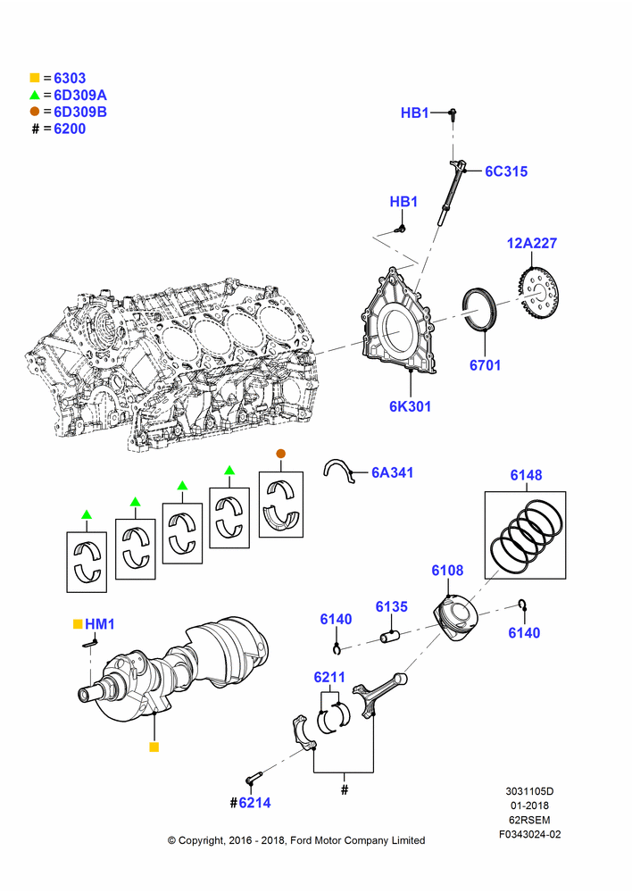 05D - Crankshaft/Pistons and Bearings, 6.2L 16V OHC NA V8 Gas; 11/JUL/2016-04/NOV/2019