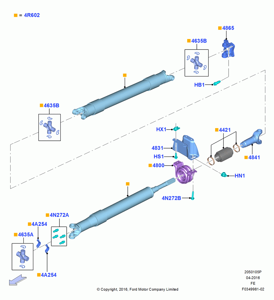 05P - Drive Shaft - Rear Axle Drive, 6.2L 16V OHC NA V8 Gas, With Single Rear Wheels, 168"/4267MM Wheelbase, 179" Wheelbase, 2 Piece Driveshaft; 11/JUL/2016