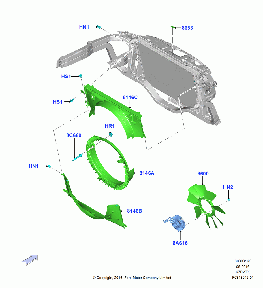 Cooling Fan And Shroud, 6.7L 4V V8 T/C Diesel