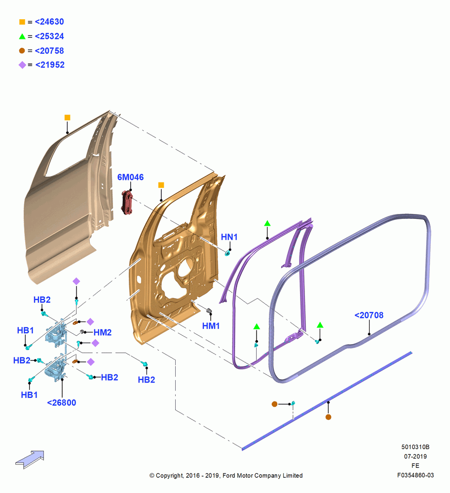 10B - Rear Doors, Hinges & Weatherstrips, Super Cab; 11/JUL/2016