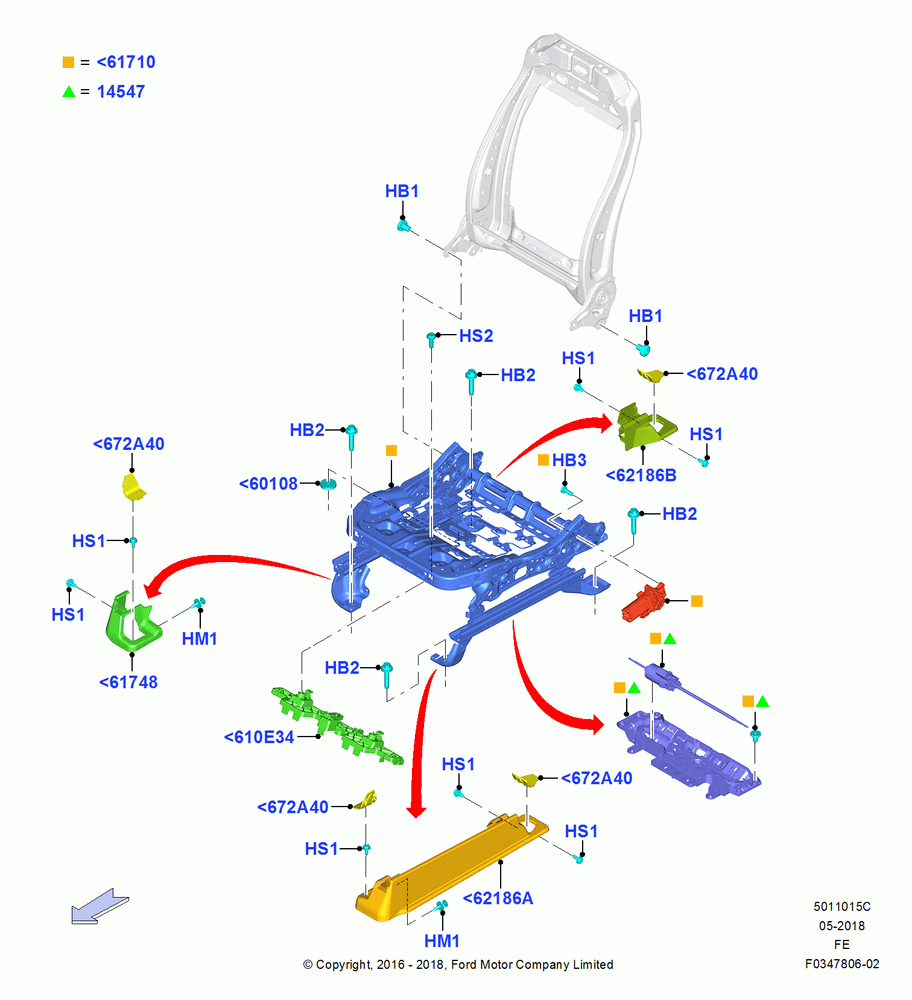 15C - Front Seat Base, With Driver 8 Way Pwr.Seat Adjuster; 11/JUL/2016