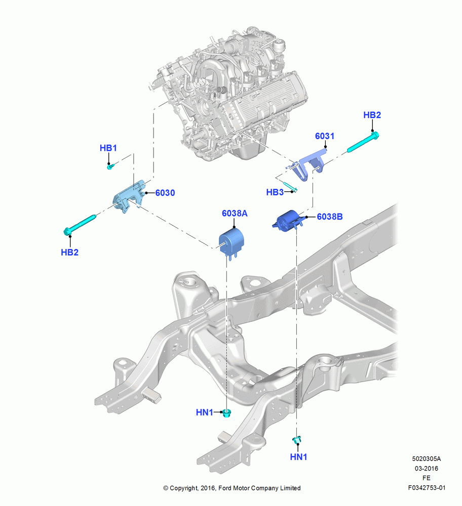 05A - Engine Mounting, 6.2L 16V OHC NA V8 Gas; 11/JUL/2016