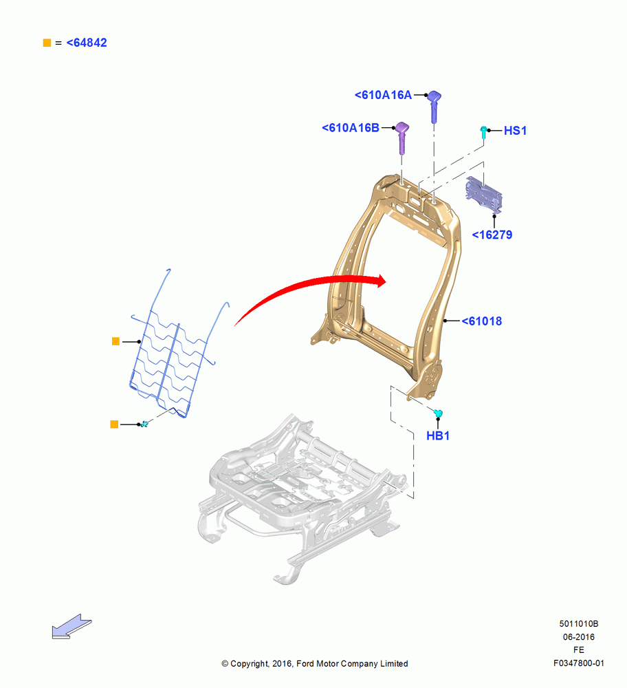 10B - Front Seat Back, With Pass. 2 Way Manual Seat Adjust; 11/JUL/2016