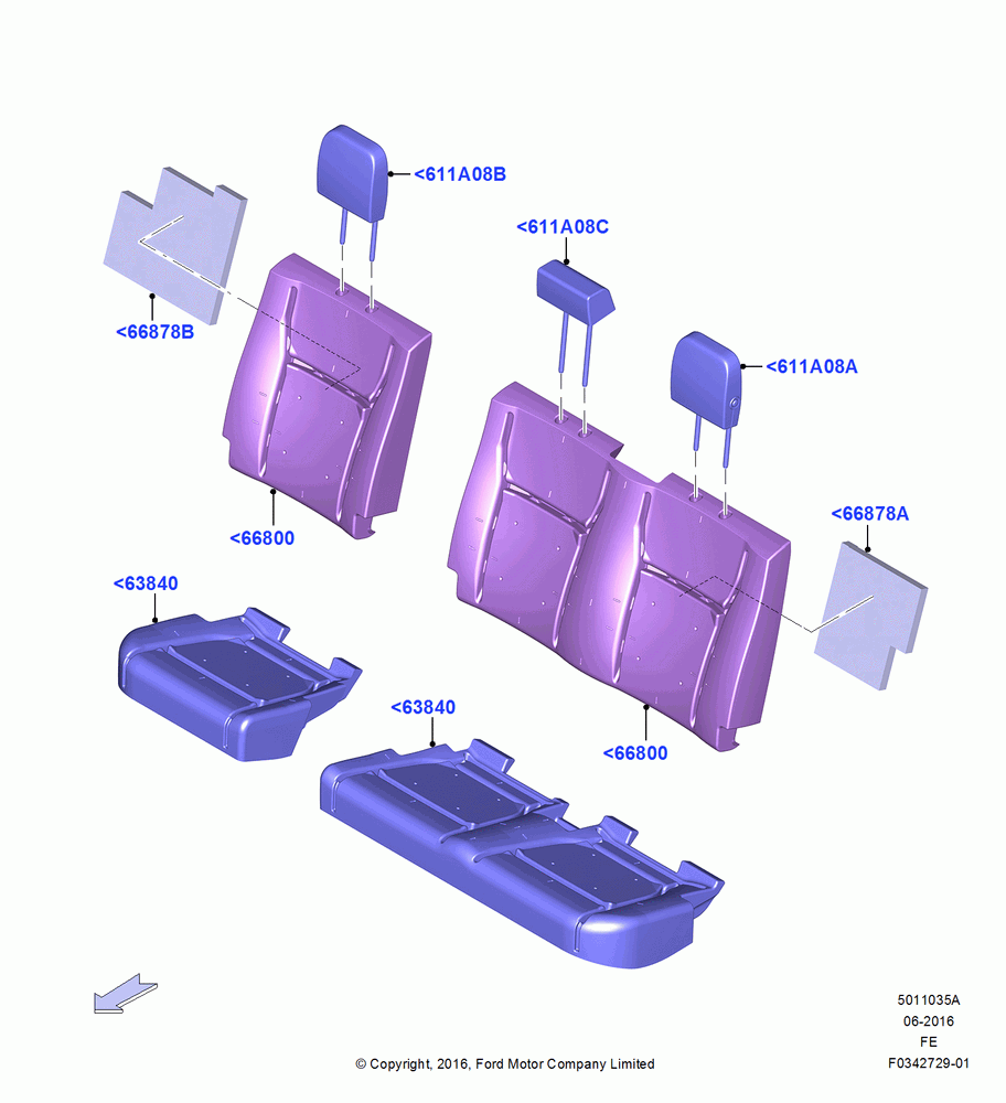 35A - Rear Seat Pads/Valances & Heating, 2 Row-H/Ser Flip Up W/Cush/Bol; 11/JUL/2016-09/JUL/2018