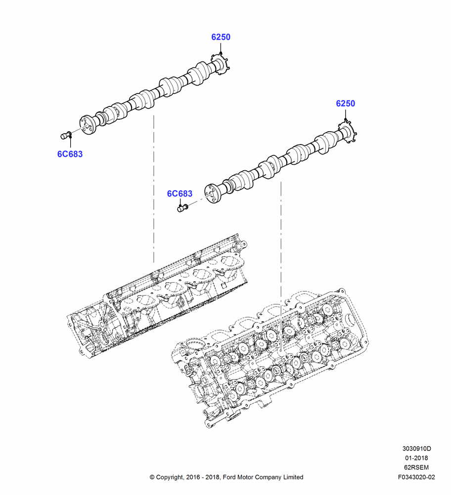 Camshaft, 6.2L 16V OHC NA V8 Gas