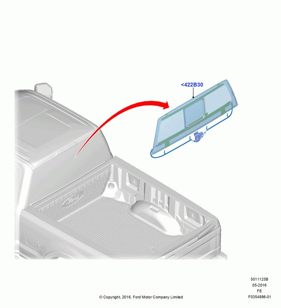25B - Back Window Glass, With Power Sliding Rear Window; 11/JUL/2016