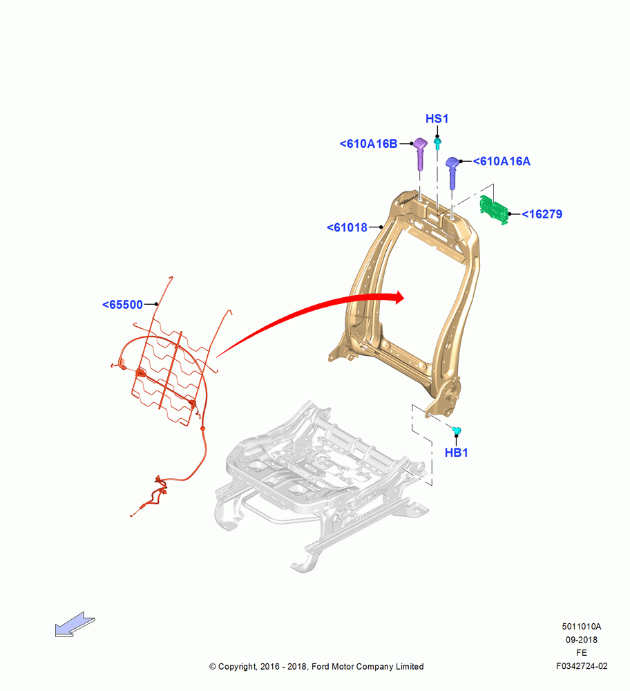 10A - Front Seat Back, With Driver 2 Way Mnl.Seat Adjuster; 11/JUL/2016