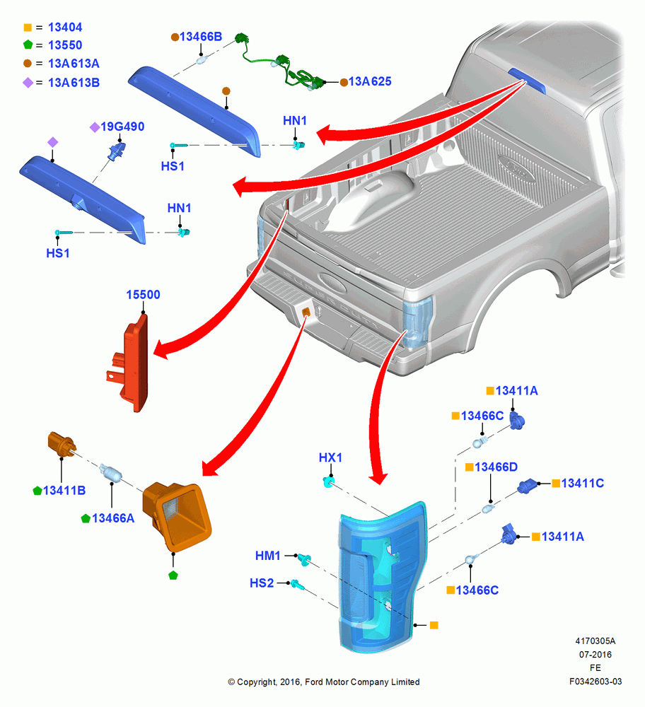 Rear Lamps, All Second Unit Body, Less Blind Spot Information System