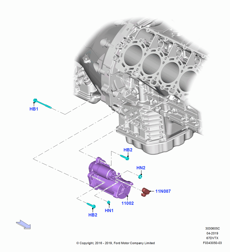05C - Starter Motor, 6.7L 4V V8 T/C Diesel; 11/JUL/2016-04/NOV/2019