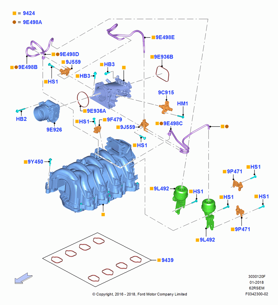 20F - Intake Manifold, 6.2L 16V OHC NA V8 Gas, Less Gaseous Prep Pack; 11/JUL/2016-21/FEB/2019