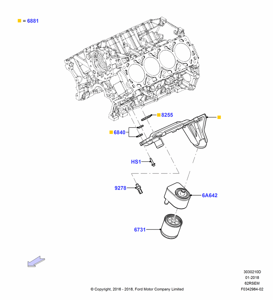 10D - Oil Cooler and Filter, 6.2L 16V OHC NA V8 Gas; 11/JUL/2016-04/NOV/2019