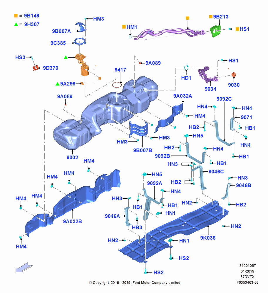 05T - Fuel Tank, 6.7L 4V V8 T/C Diesel, With Mid-Ship Fuel Tank, 175.5 / 4457.7MM Wheelbase; 11/JUL/2016-04/NOV/2019